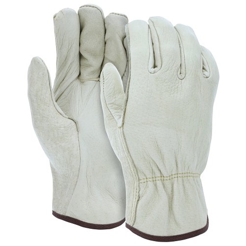 MCR Safety 3400L Leather Drivers Work Gloves, Large, #9, Beige, Select Grade Unlined Grain Pigskin, Straight Thumb, Slip-On Cuff, Uncoated