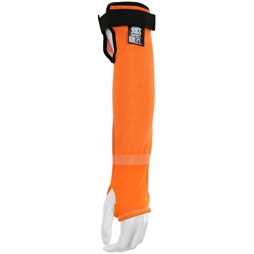 MCR Safety 9214OVT Cut Pro® Sleeve, 13-Gauge HyperMax® Hi-Visibility Orange, Adjustable Hook and Loop Bicep, 14 in L