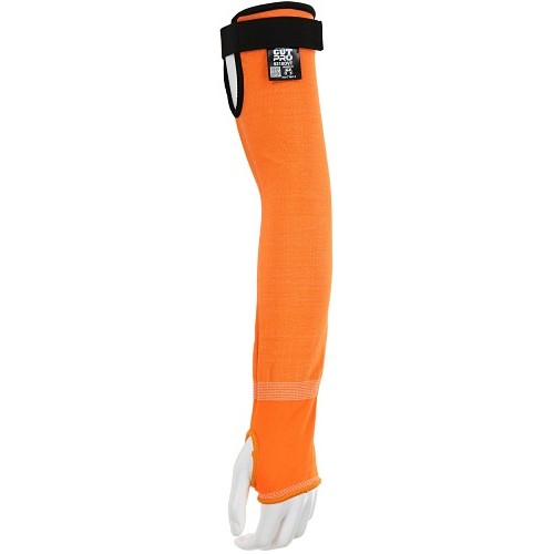 MCR Safety 9218OVT Cut Pro® Sleeve, 13-Gauge HyperMax® Hi-Visibility Orange, Adjustable Hook and Loop Bicep, 18 in L