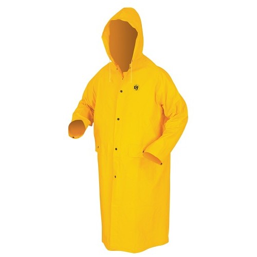 MCR Safety 200C Classic Series Rain Gear, Large, Yellow, .35mm PVC, Polyester Material, Waterproof, Detachable Hood