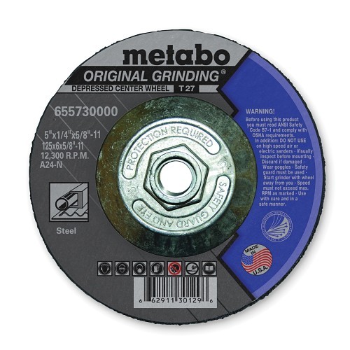 metabo® 655316000 Cut-Off Wheel, 5 in Wheel Dia, 1/4 in Wheel Thickness, A24N Grit, Aluminum Oxide Abrasive