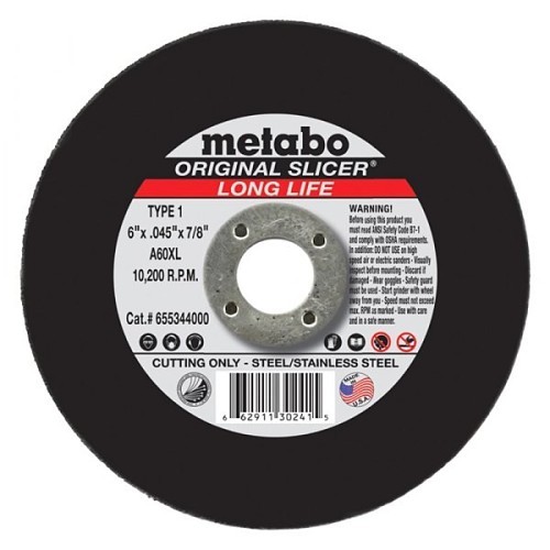 metabo® MET55327 Cut-Off Wheel, 4 in Wheel Dia, 1/16 in Wheel Thickness, 3/8 in Center Hole, Aluminum Oxide Abrasive