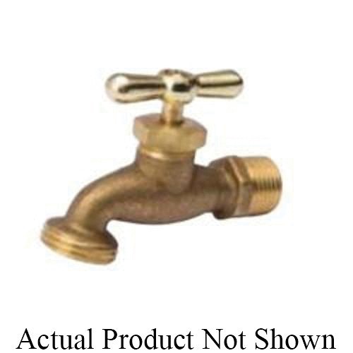 ProLine™ 103-004 Hose Bibb, 3/4 in Nominal, MNPT x Male Hose Thread End Style, Brass Body, T-Handle Actuator