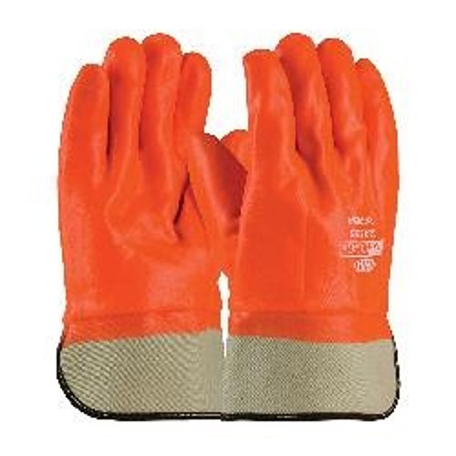 PIP® ProCoat® 58-7305 Dipped Insulated Men's Chemical-Resistant Gloves, Universal Size, Hi-Viz Orange, Foam Lining, 10 in L, Resists: Acid, Caustic, Grease, Liquid, Oil and Solvent, Supported Support, Safety Cuff