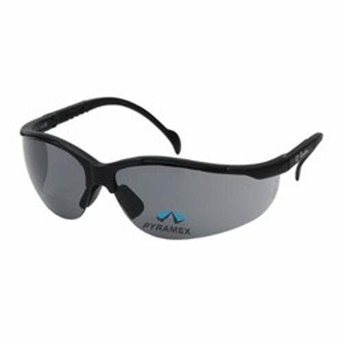Pyramex® SB1820R15 Safety Glasses, Scratch Resistant Lens Coating, Gray Lens, Black Frame, Polyhexamethylene Adiptimide Frame, Polycarbonate Lens, 68 mm PD, 56 mm Diagonal x 45 mm Vertical x 2.2 mm THK Lens, 142 mm WD x 150 - 163 mm OAL