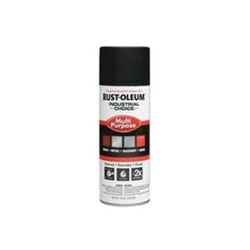 Rust-Oleum® 1676830 1600 System Multi-Purpose Enamel Spray Paint, 12 oz Container, Liquid Form, Black, 12 to 15 sq-ft/can Coverage