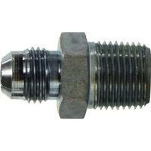 Hydraulic Connector, Straight, 1/2-20 in Nominal, 1/4 in Male JIC, Steel, 37 deg