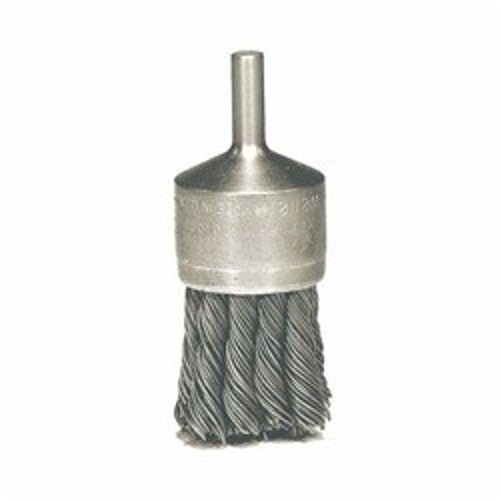 Weiler® 10142 Stem Mount Coated Cut End Brush, 1-1/8 in Dia Brush, Knot, 0.006 in Dia Filament/Wire, Stainless Steel Fill, 1 in L Trim