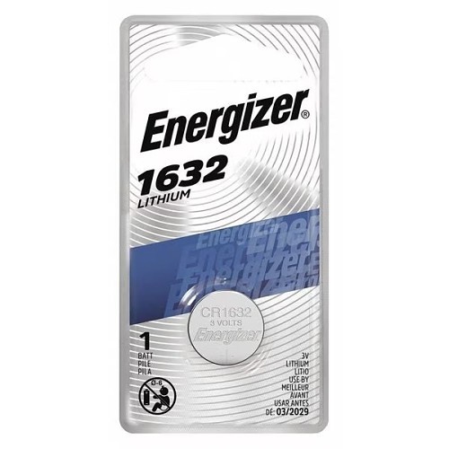 ENERGIZER Coin Cell Battery: 1632 Battery Size, Lithium, 130 mAh Capacity, 3V DC, 0.625 in Dia