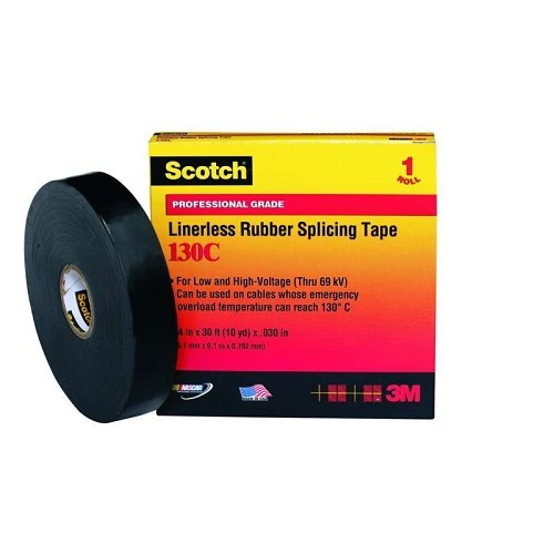 3M™ Scotch® 00054007417538 Splicing Tape, 30 ft Length, 1 in Width, 30 mil Thickness, Rubber Resin Adhesive, Ethylene Rubber Backing, Black