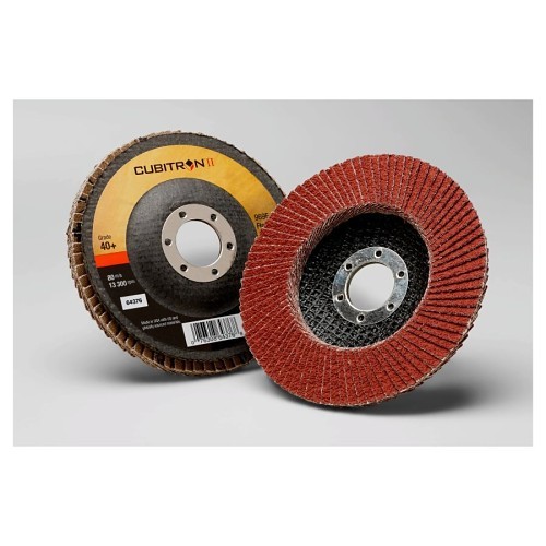 3M™ Cubitron™ 405-076308-64376 Coated Abrasive Flap Disc, 4-1/2 in Disc Dia, 40 Grit, Ceramic Grain Abrasive, Flap Disc