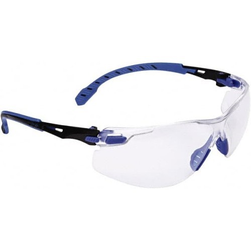 3M™ 7100079183 Safety Glasses, Anti-Fog Lens Coating, Clear Lens, Half, Blue/Black Frame, Plastic Frame, Polycarbonate Lens, Specifications Met: CSA Z94.3; ANSI Z87.1+, Universal