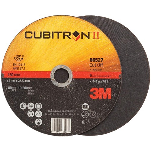 3M™ Cubitron™ 7100094770 Cut-Off Wheel, 3 in Wheel Dia, 0.035 in Wheel Thickness, 1/4 in Center Hole, 60 Grit, Ceramic Abrasive