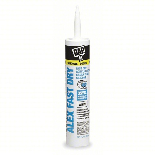 Paintable Caulk, Multi-Purpose Siliconized, 10.1 oz Container Size Range, Cartridge Container, White