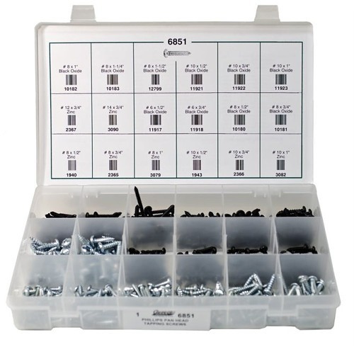 Approved Vendor 6851 Tapping Screw Quik-Select Kit, Imperial, Phillips Pan, 457 Piece