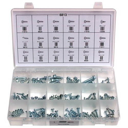 Approved Vendor A6813 Screw Quik-Select Kit, Imperial, Pan and Hex Washer, 127 Piece