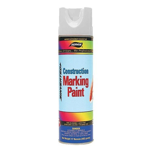 Aervoe® 255 Marking Paint, 17 oz Container, White, 548 linear ft Coverage, 8 hr Curing