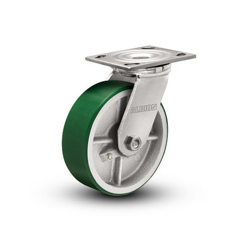 Albion Casters 16PI04229R Caster Wheel, 4 in Wheel Dia, 2 in Wheel Width, Polyurethane Wheel