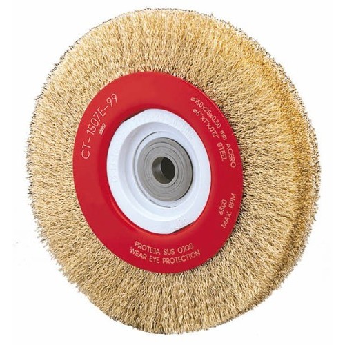 Alfa USA® B67153 Wire Wheel Brush, 8 in Brush Dia, 1-1/16 in Face Width, 0.012 in Filament/Wire Diameter, 1/2 to 2 in Arbor Hole