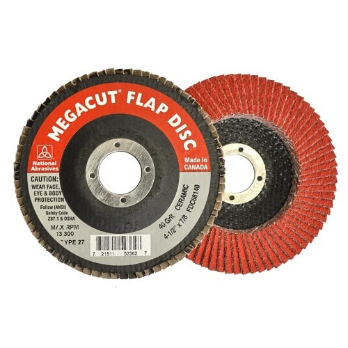 Alfa USA® FDC68160 Flap Disc, 4-1/2 in Disc Dia, 7/8 in Center Hole, 60 Grit, Ceramic Abrasive, Type 27 Disc