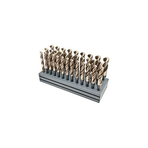 Alfa USA® SDCO50450 Drill Bit Set, System of Measurement: Fraction, 1/2 in Minimum Drill Bit, 1 in by 64ths Maximum Drill Bit, 118 deg Drill Point Angle, 33 Piece, Cobalt, Straw Gold