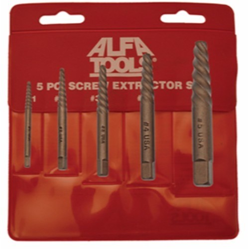 Alfa USA® SE61715 Screw Extractor Set, 5 Piece, Spiral Flute