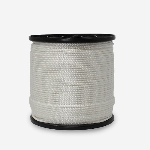 All Line DSB060-100N-1000 Rope, 3/16 in Dia, 100 ft Length, White, Solid Braid Nylon