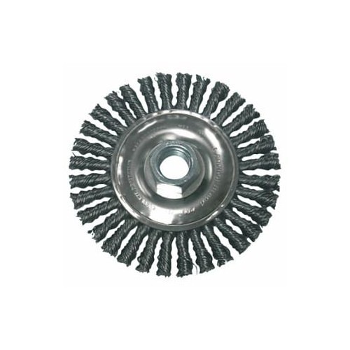 Anchor® 102-4S58S Wire Wheel Brush, 4 in Brush Dia, 4 in Face Width, 0.0200 in Filament/Wire Diameter, 5/8-11 in Arbor Hole