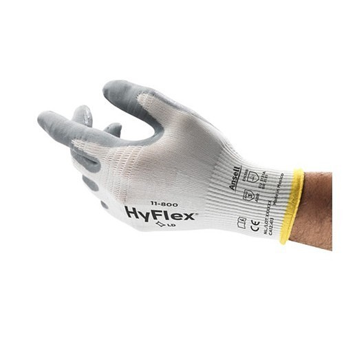 Ansell 11-800-7 Industrial Gloves, Mechanical Glove, Knitted, Small, #7, Gray/White, Knit Wrist Cuff, Foam Nitrile, Resists: Abrasion, Nylon