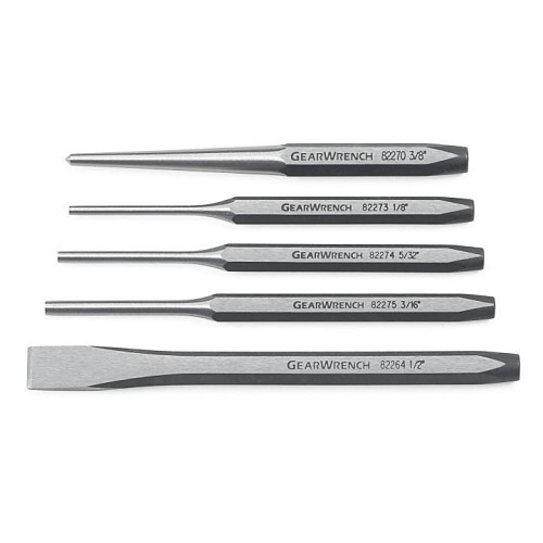 Apex® GEARWRENCH® 82304 Punch and Chisel Set, Number of Punches: 4, Number of Chisels: 1, 5 Piece