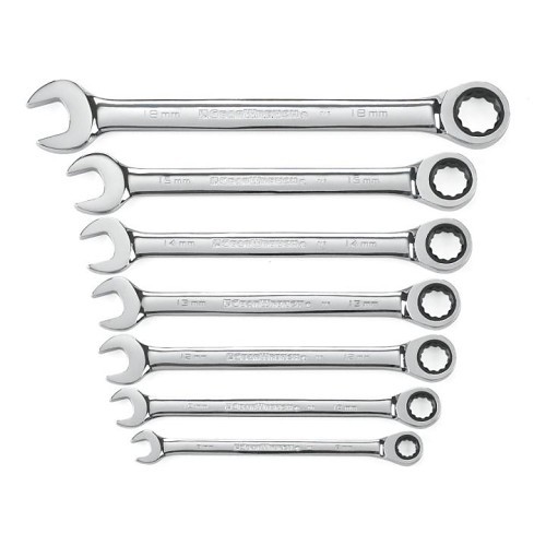 Apex® GEARWRENCH® 9417 Ratcheting Wrench Set, System of Measurement: Metric, 7 Piece, 8-18 mm, Polish Chrome