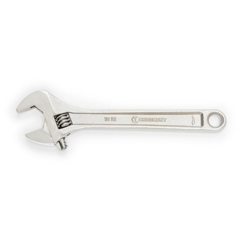 Apex® Crescent® AC210VS Adjustable Wrench, 0 to 1.312 in Wrench Opening, 10 in Overall Length, Alloy Steel Jaw, Meets or Exceeds ANSI Specifications Met, Yes Measurement Scale Included, Alloy Steel, Satin Chrome with Polished Face