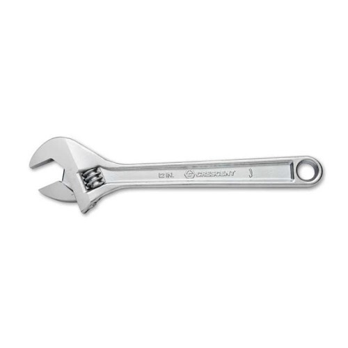 Apex® Crescent® AC212VS Adjustable Wrench, 0 to 1.5 in Wrench Opening, 12 in Overall Length, Alloy Steel Jaw, Meets or Exceeds ANSI Specifications Met, Yes Measurement Scale Included, Alloy Steel, Satin Chrome with Polished Face