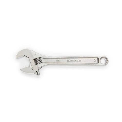 Apex® Crescent® AC28VS Adjustable Wrench, 0 to 1.125 in Wrench Opening, 8 in Overall Length, Alloy Steel Jaw, Meets or Exceeds ANSI Specifications Met, Yes Measurement Scale Included, Alloy Steel, Satin Chrome with Polished Face