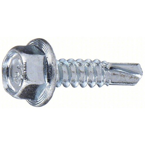 696477 Self-Tapping Screw, Imperial, #10-12 Diameter - Thread Size, 2 in L, Hex Washer Head, Slotted Drive, Zinc Plated Finish