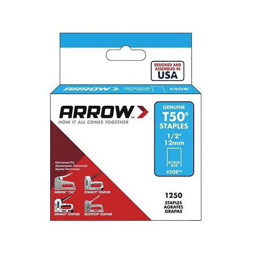 Arrow™ T-50 1/2 Staples, 1/2 in Leg Length, Steel