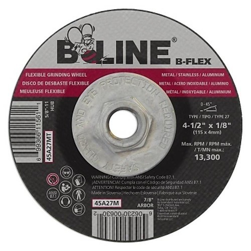 B-Line Abrasives ORS® 903-45A27MT Depressed Center Wheel, 4-1/2 in Wheel Dia, 1/8 in Wheel Thickness, 46 Grit, Aluminum Oxide Abrasive