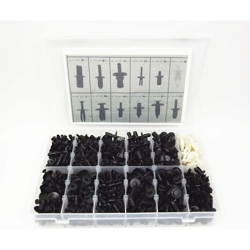 BO7HDWNZJ6 Push Pin Rivets Clip Kit, 690 Pieces, Plastic, Black/White