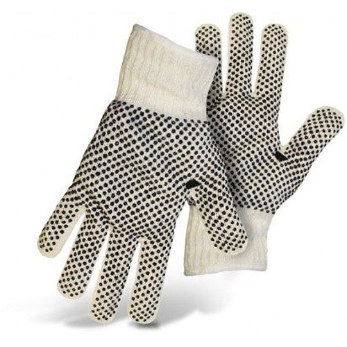 BOSS® 1JP5522B Gloves, String Knit Reversible Glove Type, Reversible Cut and Thumb/Seamless, Small, #7, PVC Dots Palm, 45% Cotton/15% Polyester/40% PVC, Natural, Knit Wrist Cuff, PVC Dots, Resists: Abrasion and Chemicals, Cotton/Polyester