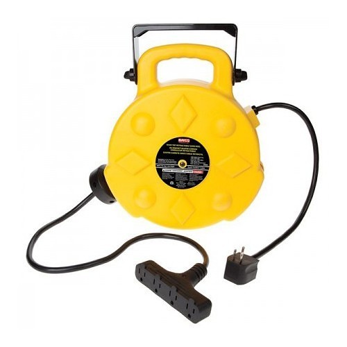 Bayco® SL-8904 Retracting Cord Reel, 120 VAC, 15 A, 50 ft Cord, 12/3 AWG Conductor, 4 Outlets