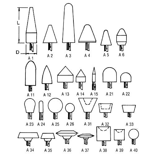 Mounted Point, Point Shape Code: A23, A Point Shape, 3/4 in Head Dia, 1-1/2 in Shank Dia