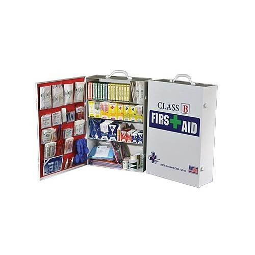 Certified Safety K615-029 First Aid Kit, Wall Mount, Metal Case, 5-1/2 in Height, 22 in Width, 5 in D, 4 Shelves