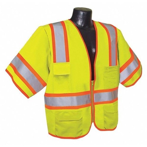 Condor® G4016761 High Visibility Safety Vest, X-Large, Lime, Polyester, Zipper Closure, 5 Pockets, ANSI Class: 3, Specifications Met: ANSI/ISEA 107, 48-50 in Chest