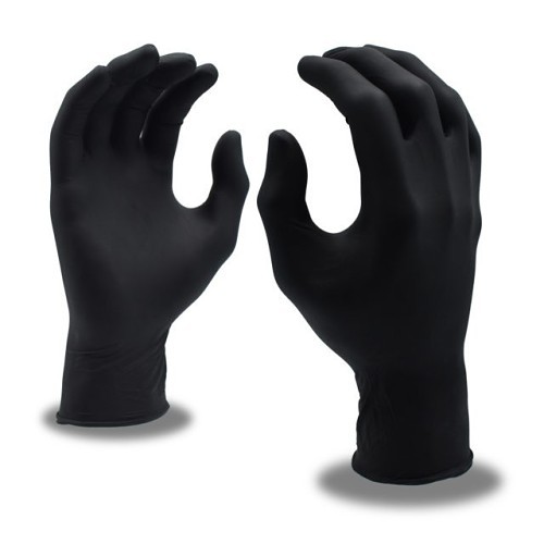Cordova Nitri-Cor® 4083BL Disposable Gloves, Large, #9, Black, 10 in Length, Powder Free Powder, 4 mil Thickness