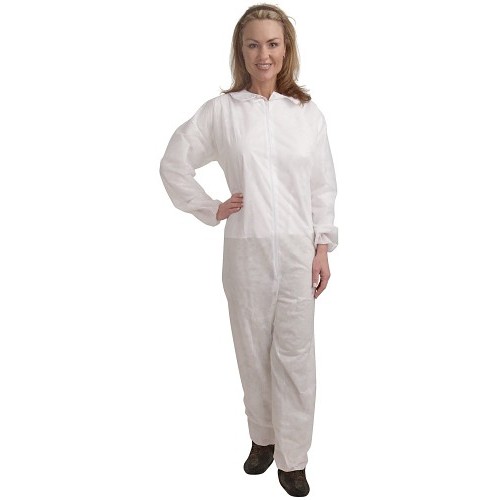 Cordova CO35L Coverall, L, White, Polypropylene