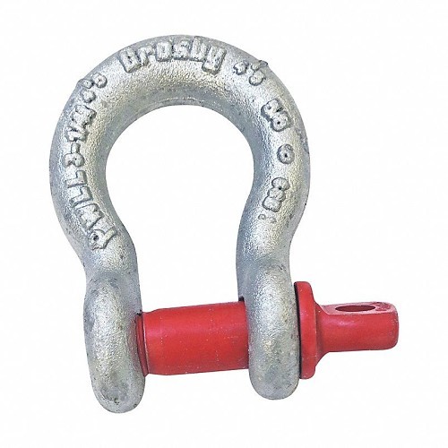 Crosby® 1018455 Anchor Shackle, 2 ton, 1/2 in, 0.63 in Pin Dia, Screw Pin, Hot Dipped Galvanized