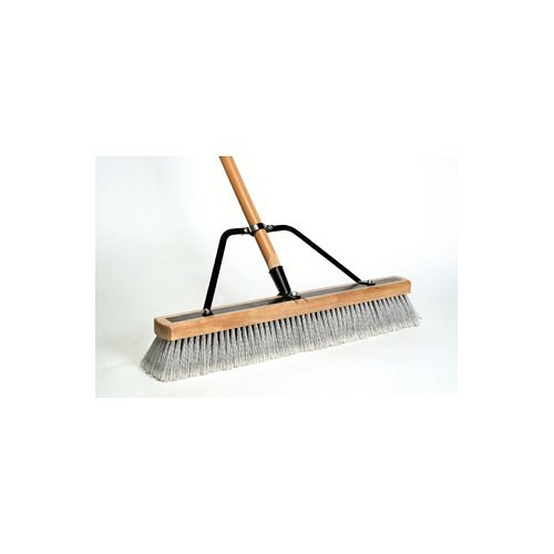 Push Broom, 60 in Overall Length, 3 in Trim Length, Green Bristle, Teal Poly Bristle