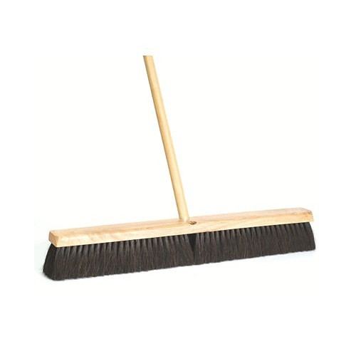 Push Broom, 60 in Overall Length, 2-3/4 in Trim Length, Black Bristle, Horsehair/Poly Blend Bristle