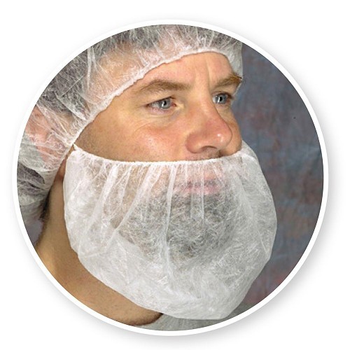 Beard Cover, White, Spunbonded Polypropylene