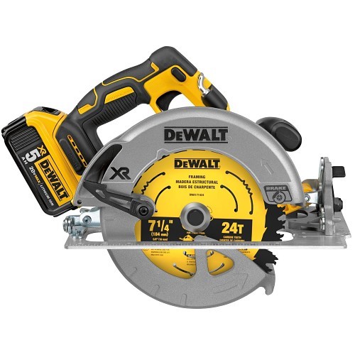 Stanley Black & Decker DeWALT® DCS570P1 Circular Saw Kit, 7-1/4 in Blade, 5/8 in, 20 V, 2 in Max at 45 deg, 2-9/16 in Max at 90 deg Cutting Depth, Lithium-Ion Battery, Yes Battery Included, Blade Side Right
